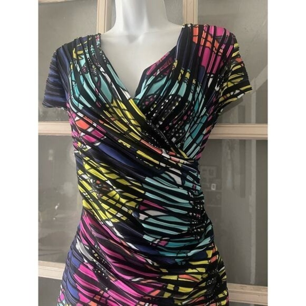 Joseph Ribkoff Ruched Multicolored Dress - Picture 6 of 7